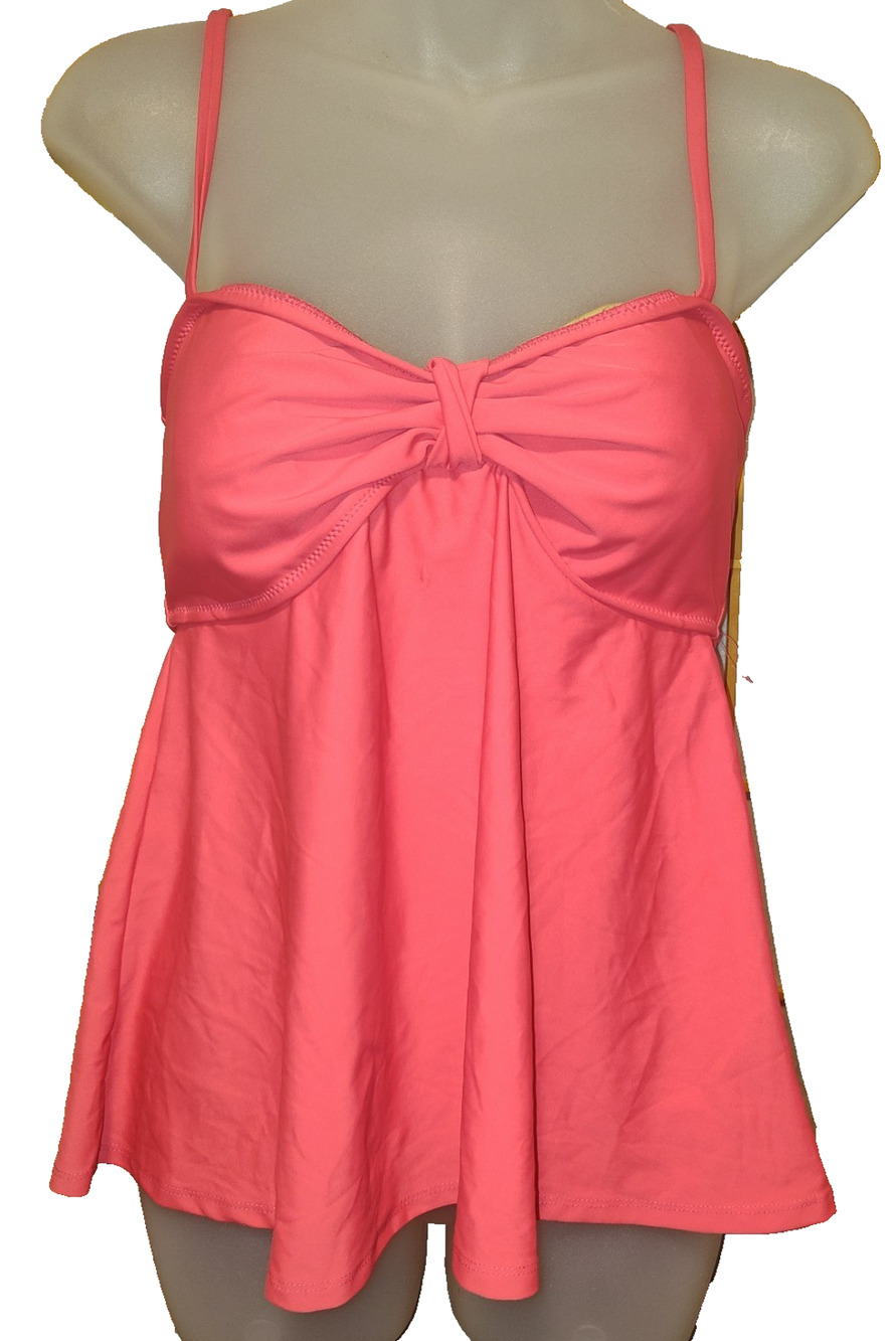 Old Navy Women's Pink Sleeveless Knot Front Flared Tankini Top Size L BG24